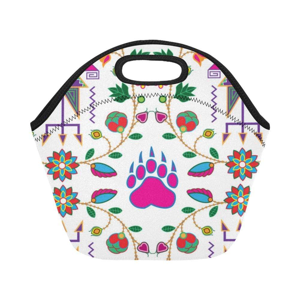 Geometric Floral Fall-White Neoprene Lunch Bag/Small (Model 1669) Neoprene Lunch Bag/Small (1669) e-joyer