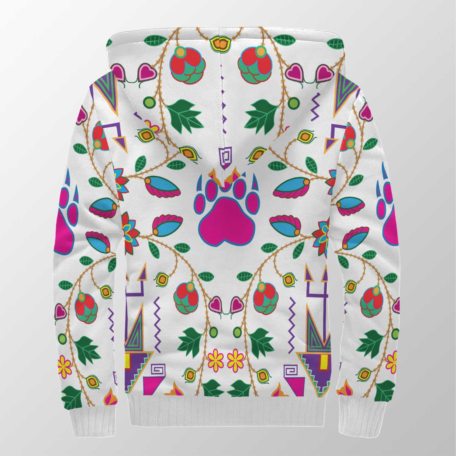 Geometric Floral Fall White Sherpa Hoodie 49 Dzine