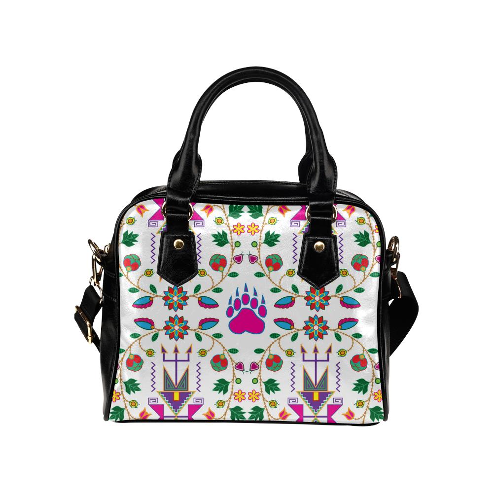 Geometric Floral Fall-White Shoulder Handbag (Model 1634) Shoulder Handbags (1634) e-joyer