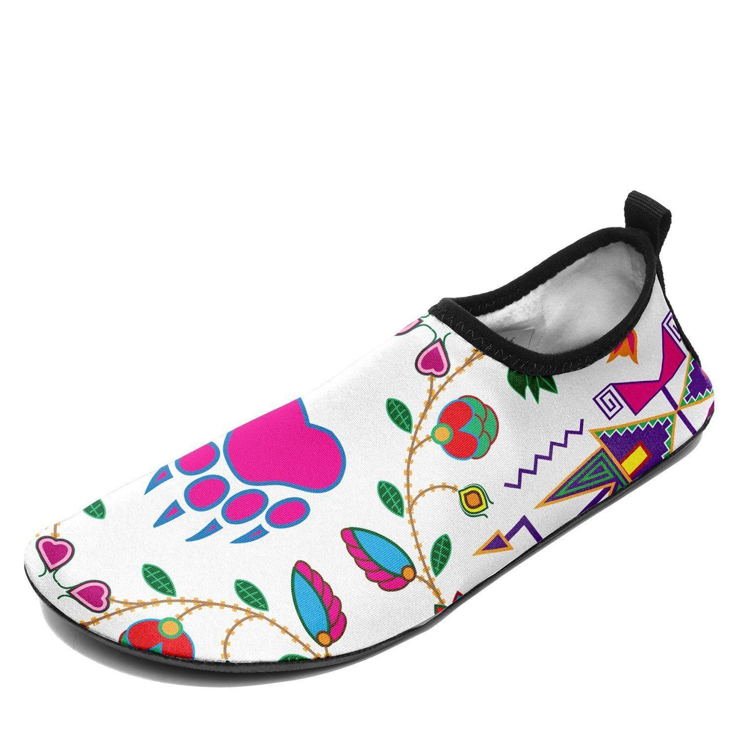 Geometric Floral Fall White Sockamoccs Kid's Slip On Shoes 49 Dzine