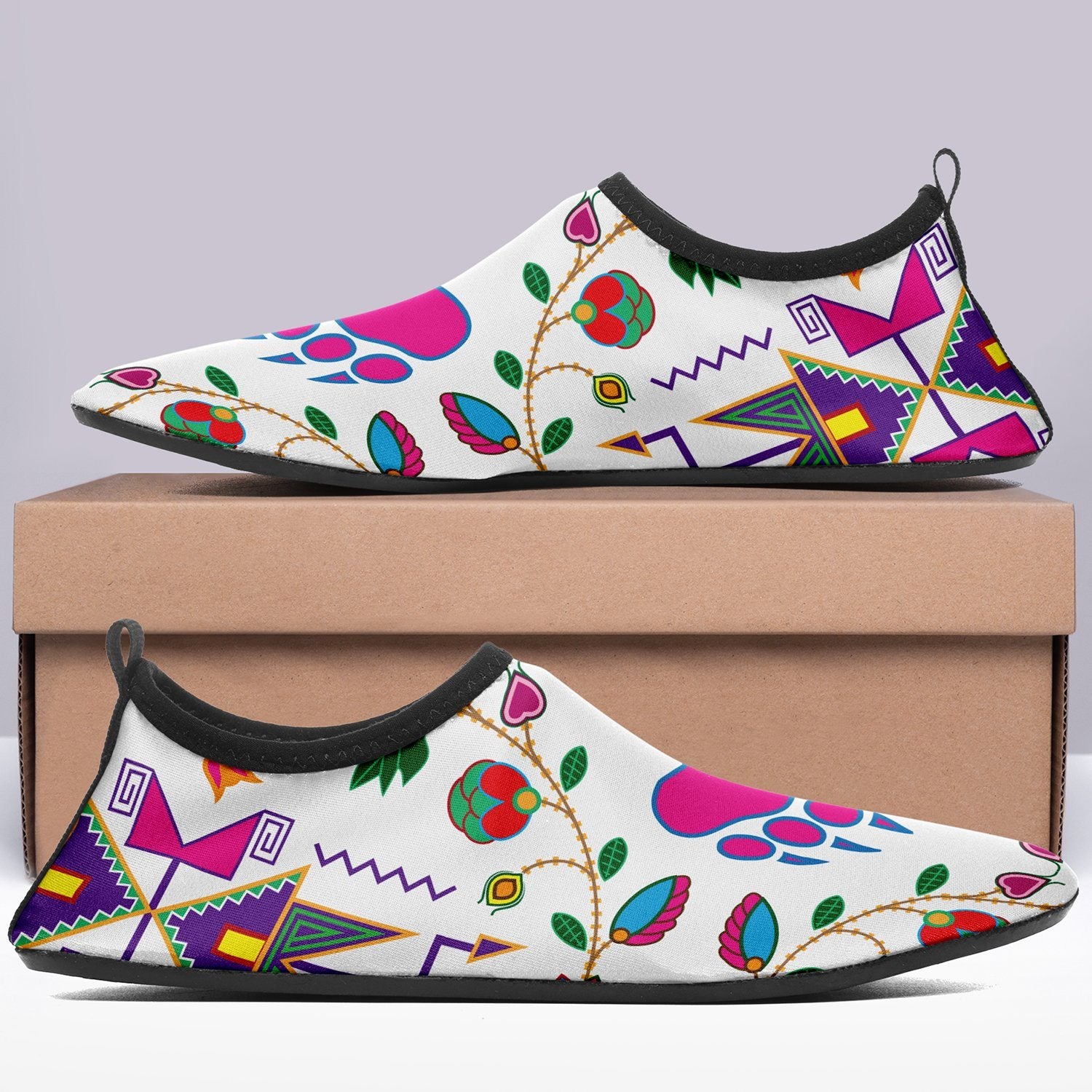 Geometric Floral Fall White Sockamoccs Slip On Shoes 49 Dzine