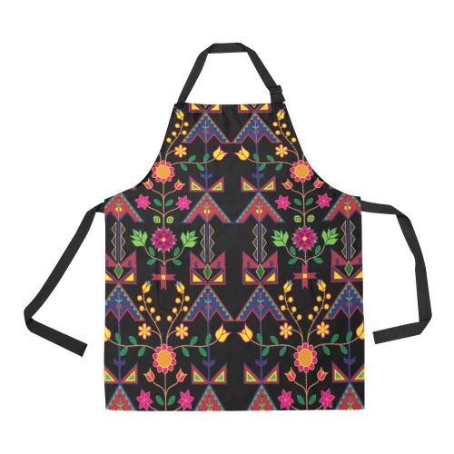 Geometric Floral Spring-Black All Over Print Apron All Over Print Apron e-joyer