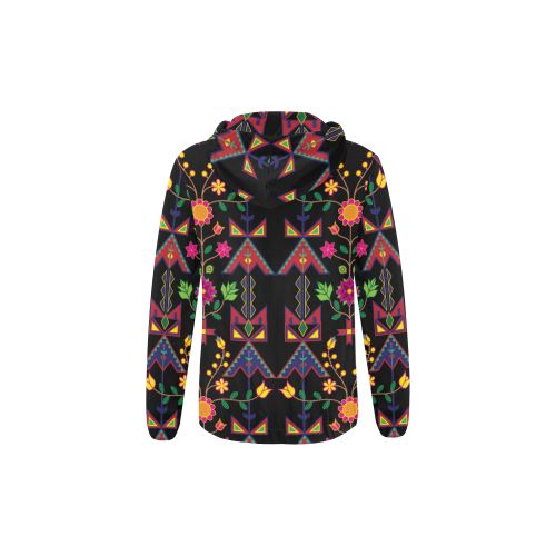 Geometric Floral Spring-Black All Over Print Full Zip Hoodie for Kid (Model H14) All Over Print Full Zip Hoodie for Kid (H14) e-joyer