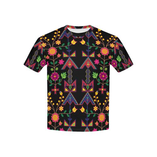 Geometric Floral Spring-Black All Over Print T-shirt for Kid (USA Size) (Model T40) All Over Print T-shirt for Kid (T40) e-joyer