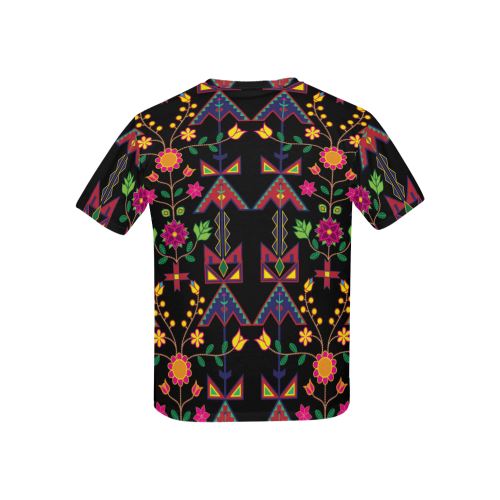 Geometric Floral Spring-Black All Over Print T-shirt for Kid (USA Size) (Model T40) All Over Print T-shirt for Kid (T40) e-joyer