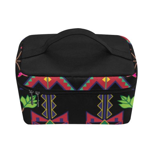 Geometric Floral Spring-Black Cosmetic Bag/Large (Model 1658) Cosmetic Bag e-joyer