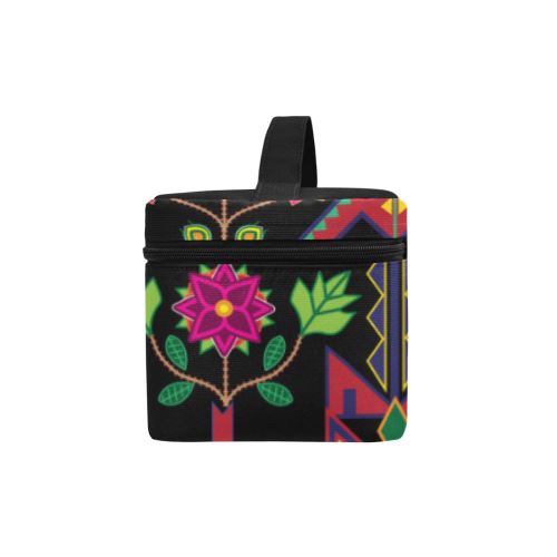 Geometric Floral Spring-Black Cosmetic Bag/Large (Model 1658) Cosmetic Bag e-joyer