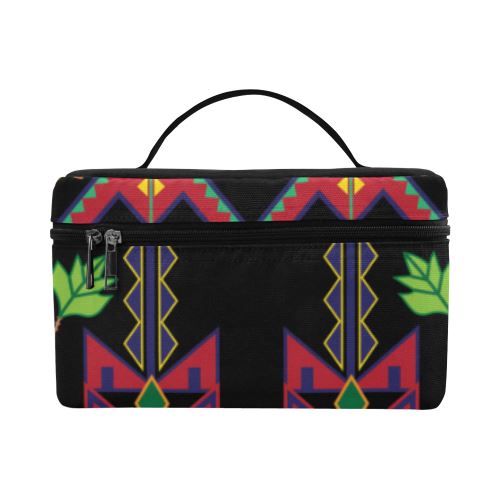 Geometric Floral Spring-Black Cosmetic Bag/Large (Model 1658) Cosmetic Bag e-joyer