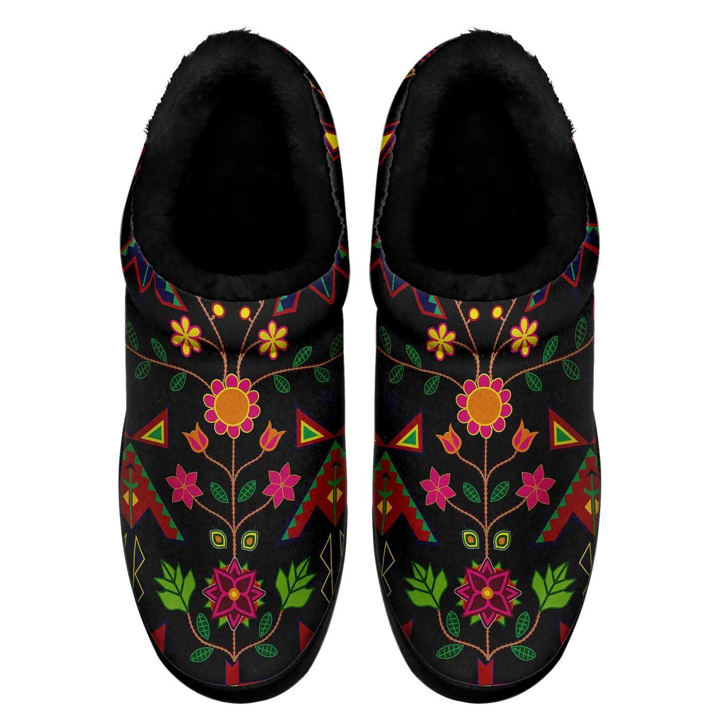 Geometric Floral Spring Black Ikinnii Indoor Slipper 49 Dzine