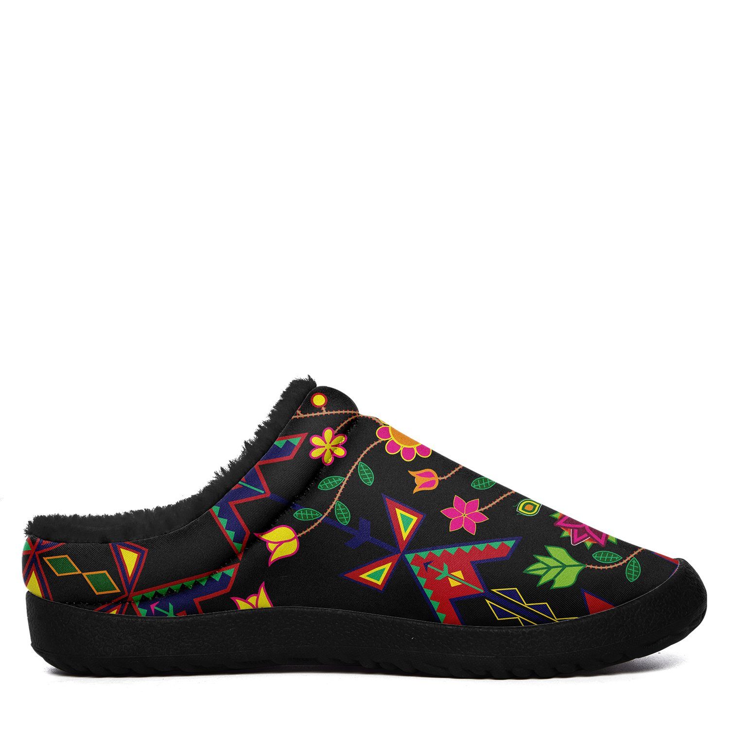 Geometric Floral Spring Black Ikinnii Indoor Slipper 49 Dzine