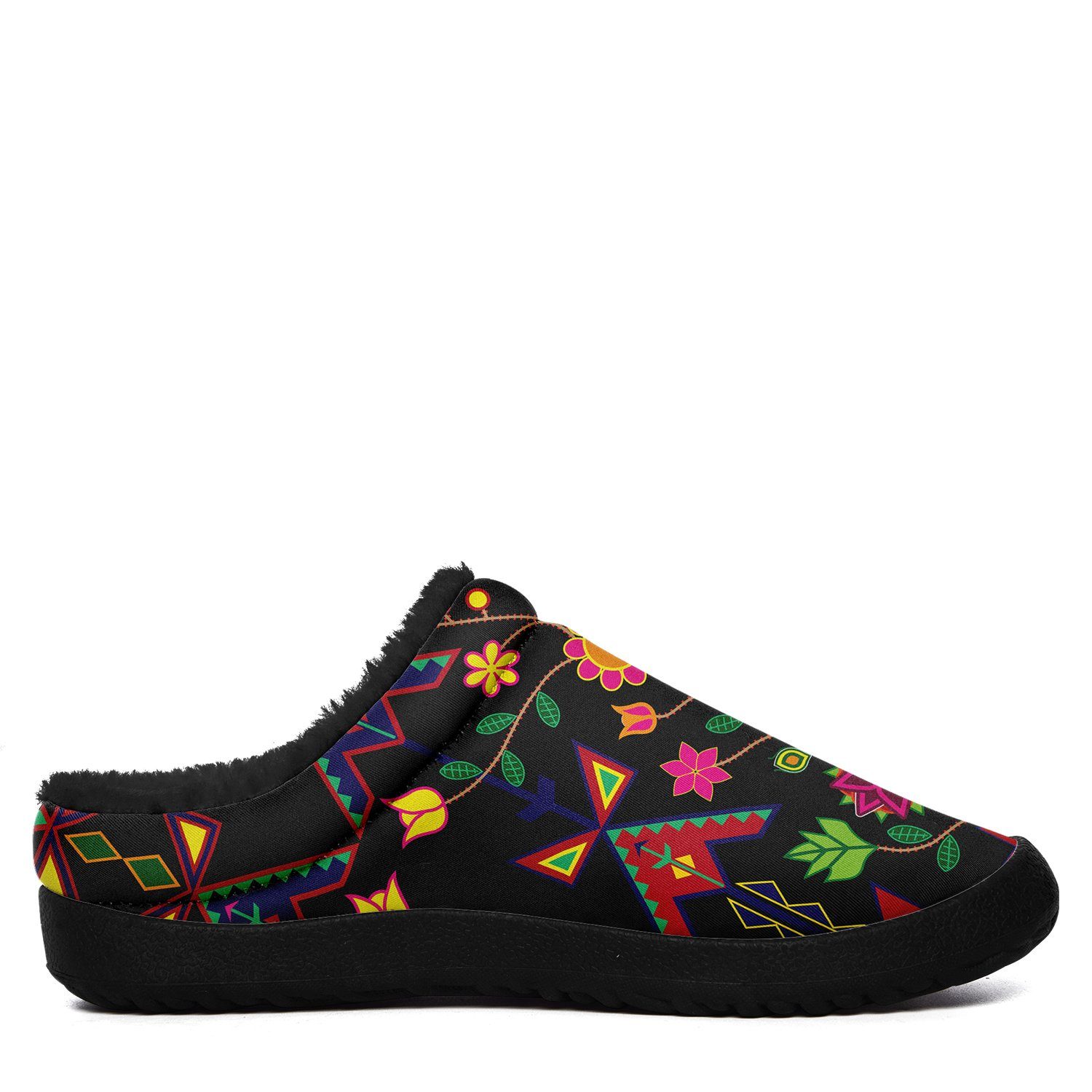 Geometric Floral Spring Black Ikinnii Indoor Slipper 49 Dzine 