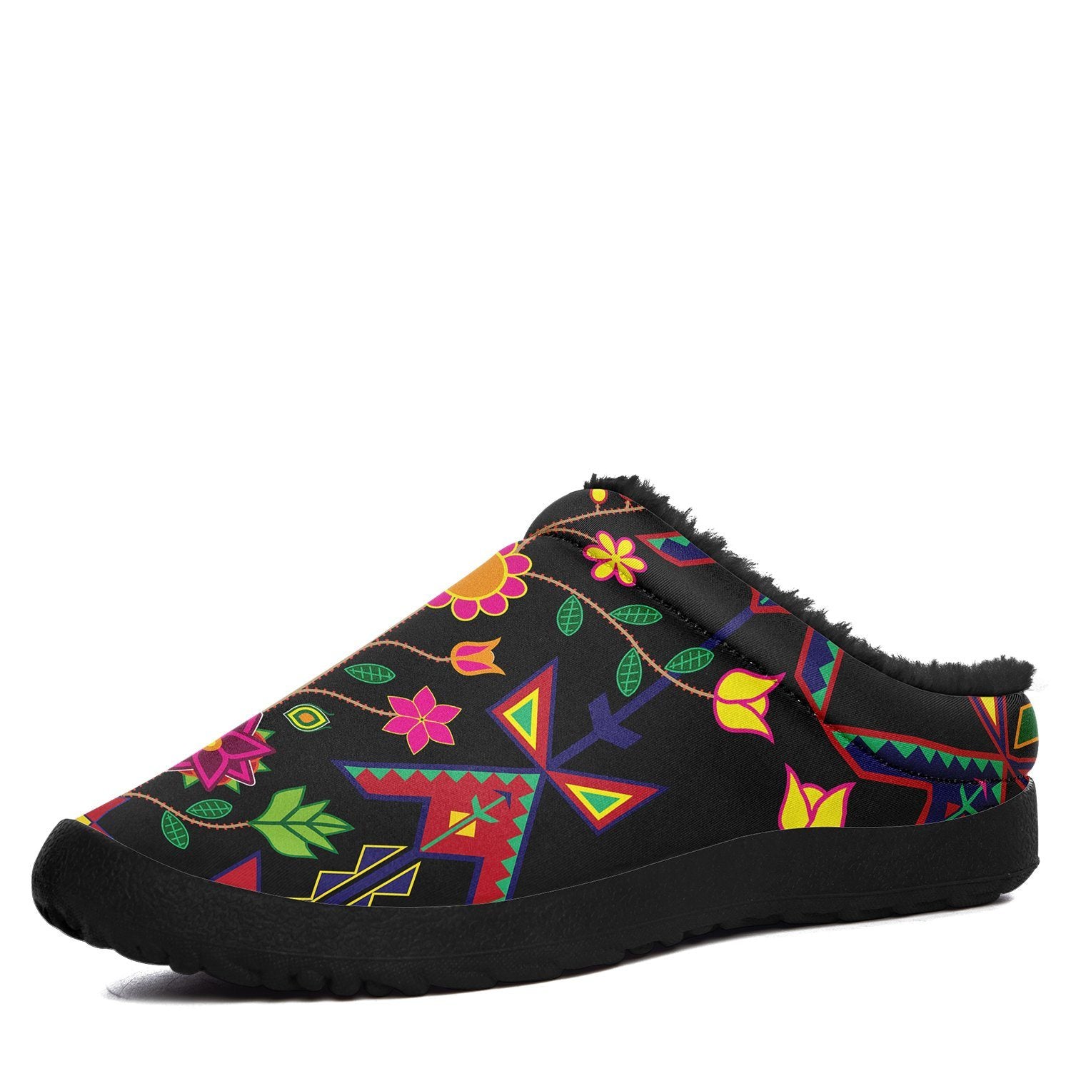 Geometric Floral Spring Black Ikinnii Indoor Slipper 49 Dzine