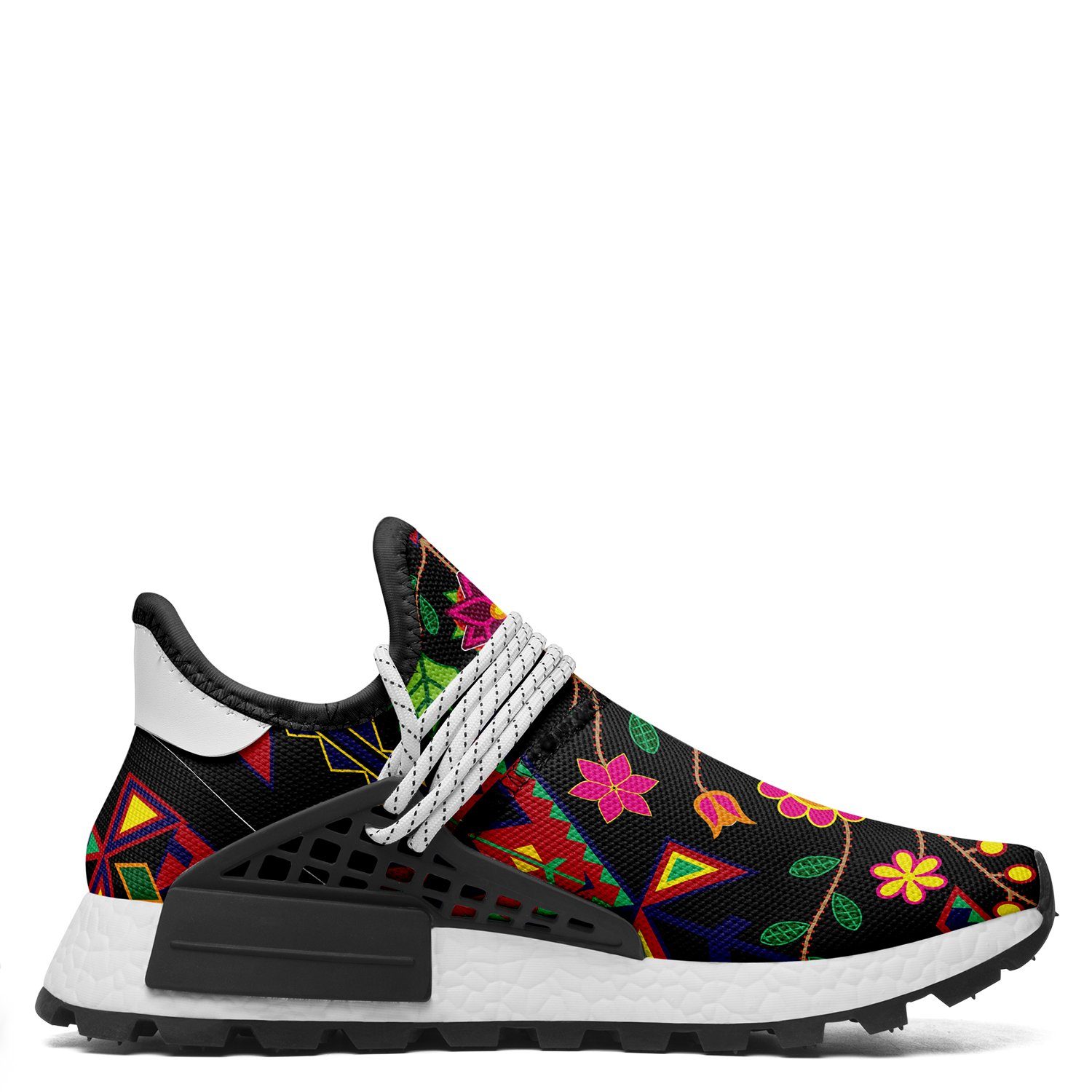 Geometric Floral Spring Black Okaki Sneakers Shoes Herman