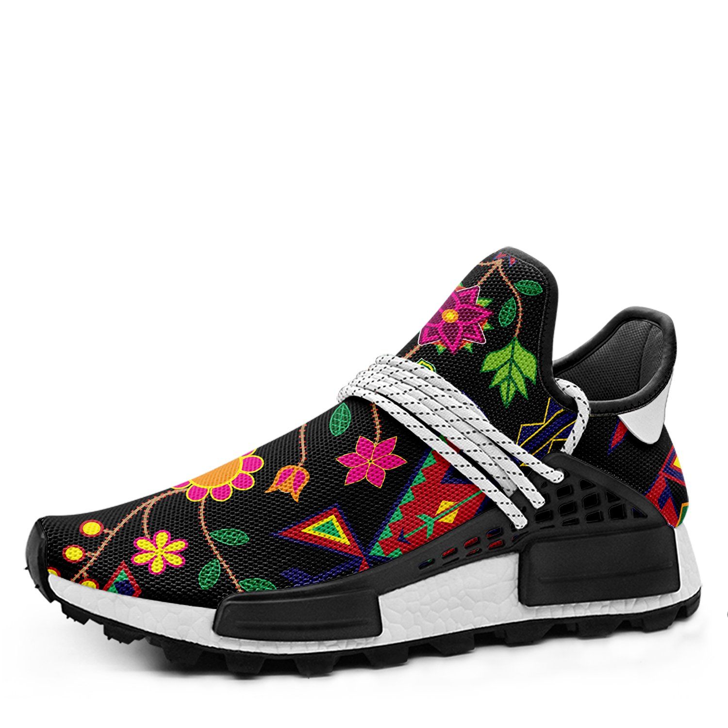 Geometric Floral Spring Black Okaki Sneakers Shoes Herman