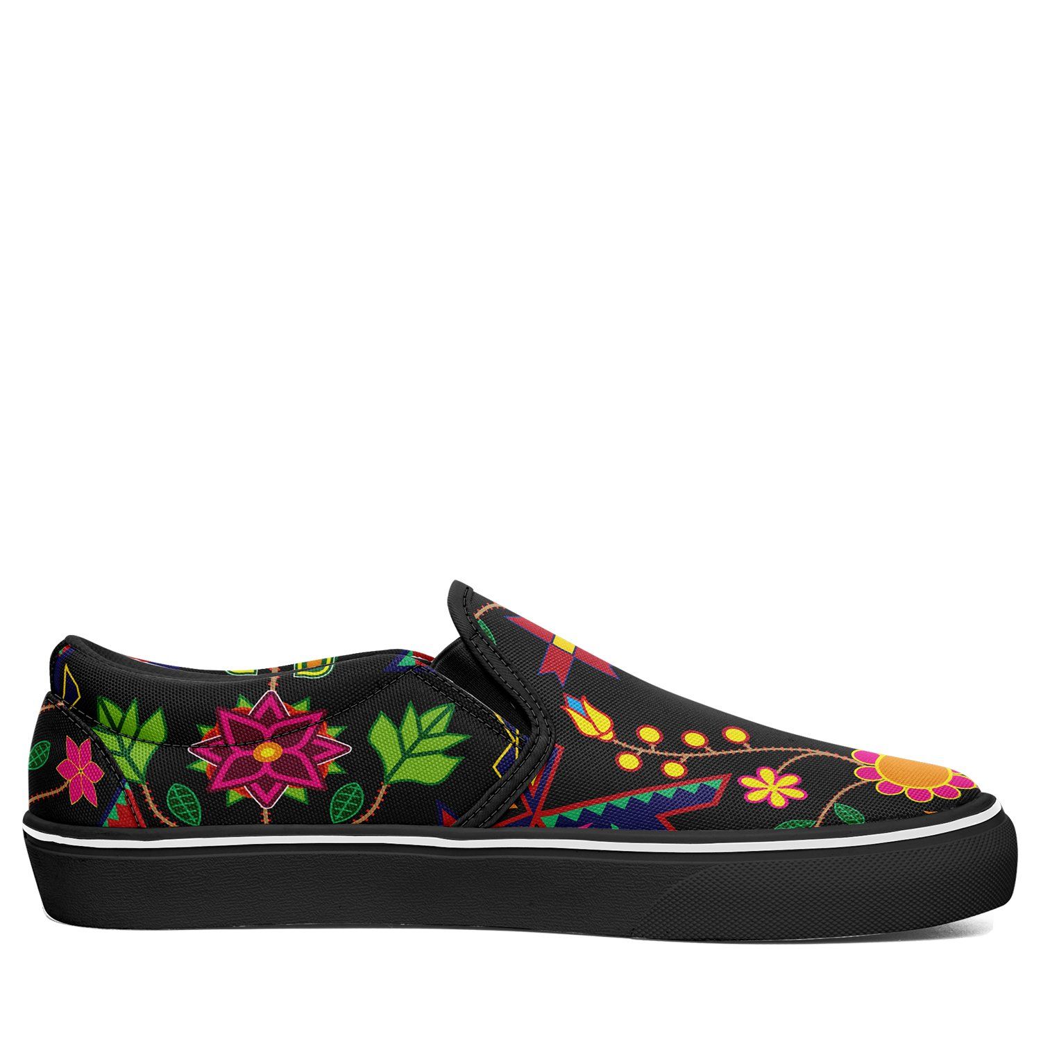 Geometric Floral Spring Black Otoyimm Canvas Slip On Shoes otoyimm Herman