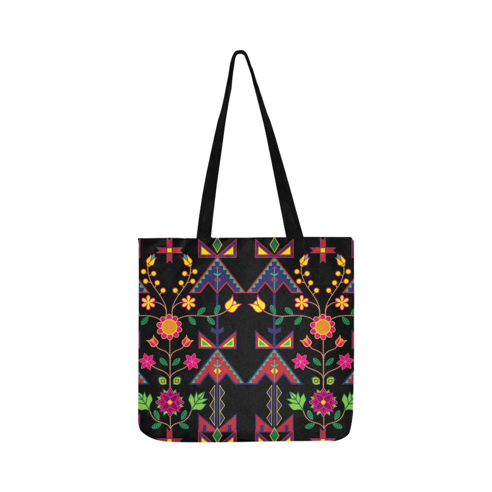 Geometric Floral Spring-Black Reusable Shopping Bag Model 1660 (Two sides) Shopping Tote Bag (1660) e-joyer