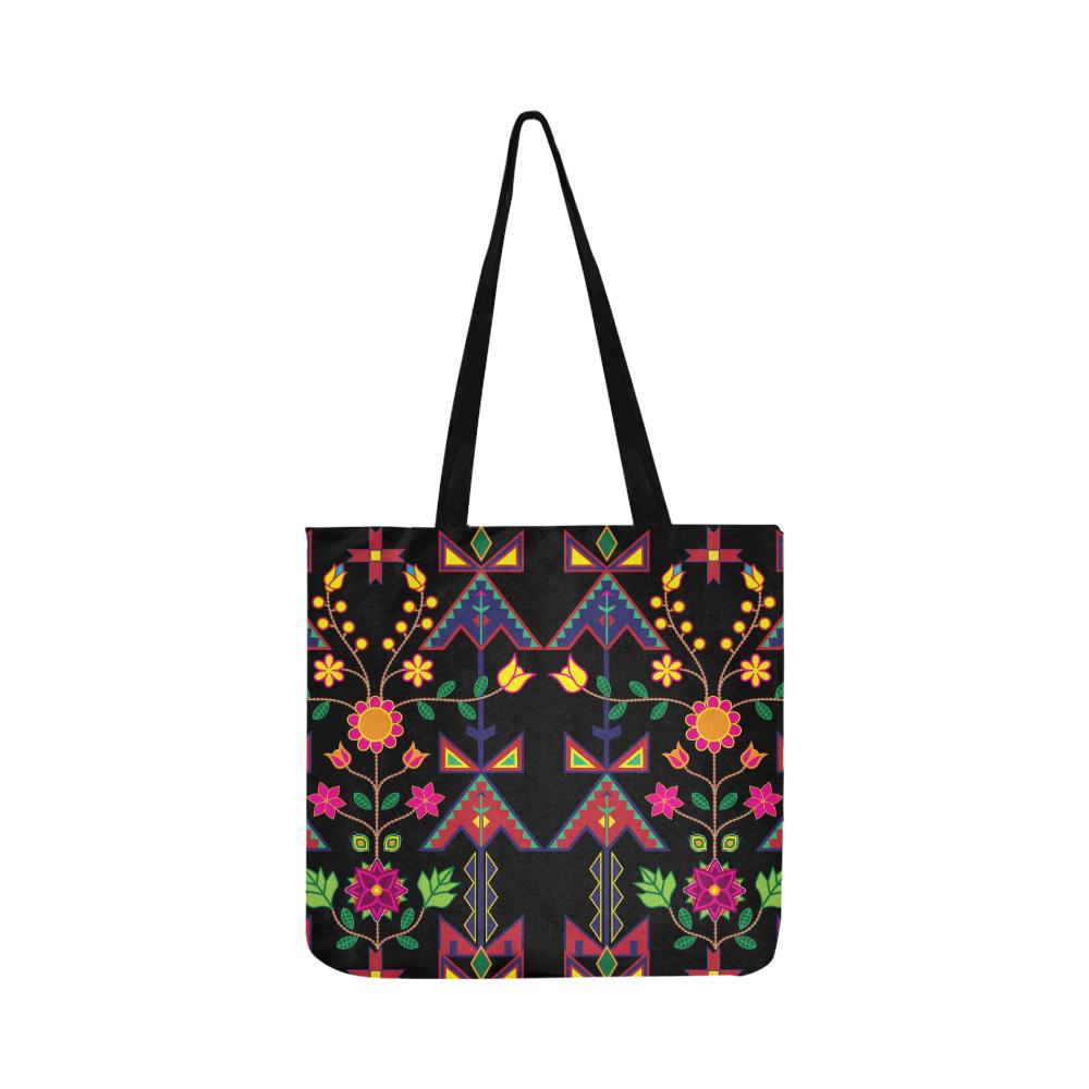 Geometric Floral Spring-Black Reusable Shopping Bag Model 1660 (Two sides) Shopping Tote Bag (1660) e-joyer