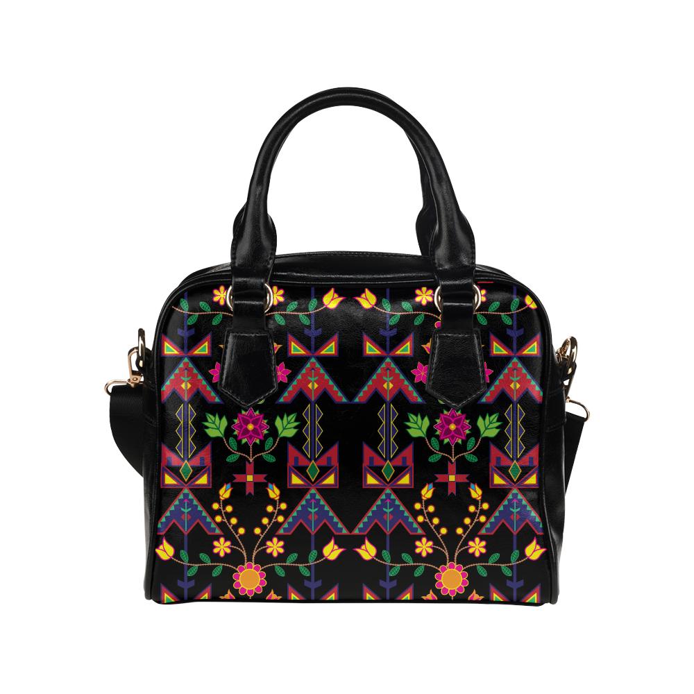 Geometric Floral Spring-Black Shoulder Handbag (Model 1634) Shoulder Handbags (1634) e-joyer