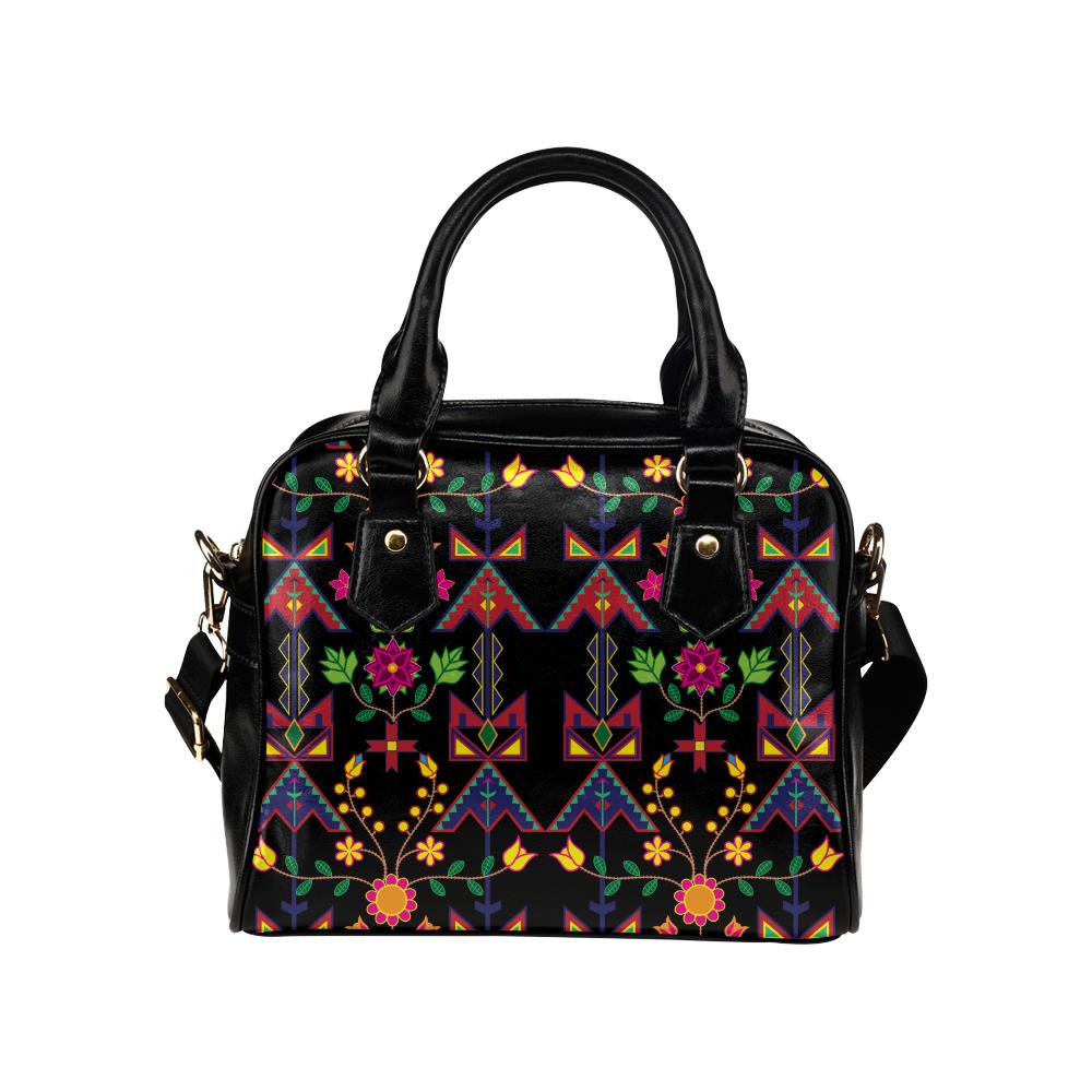 Geometric Floral Spring-Black Shoulder Handbag (Model 1634) Shoulder Handbags (1634) e-joyer