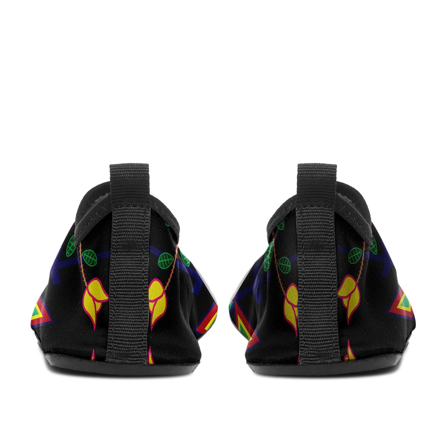 Geometric Floral Spring Black Sockamoccs Kid's Slip On Shoes Herman