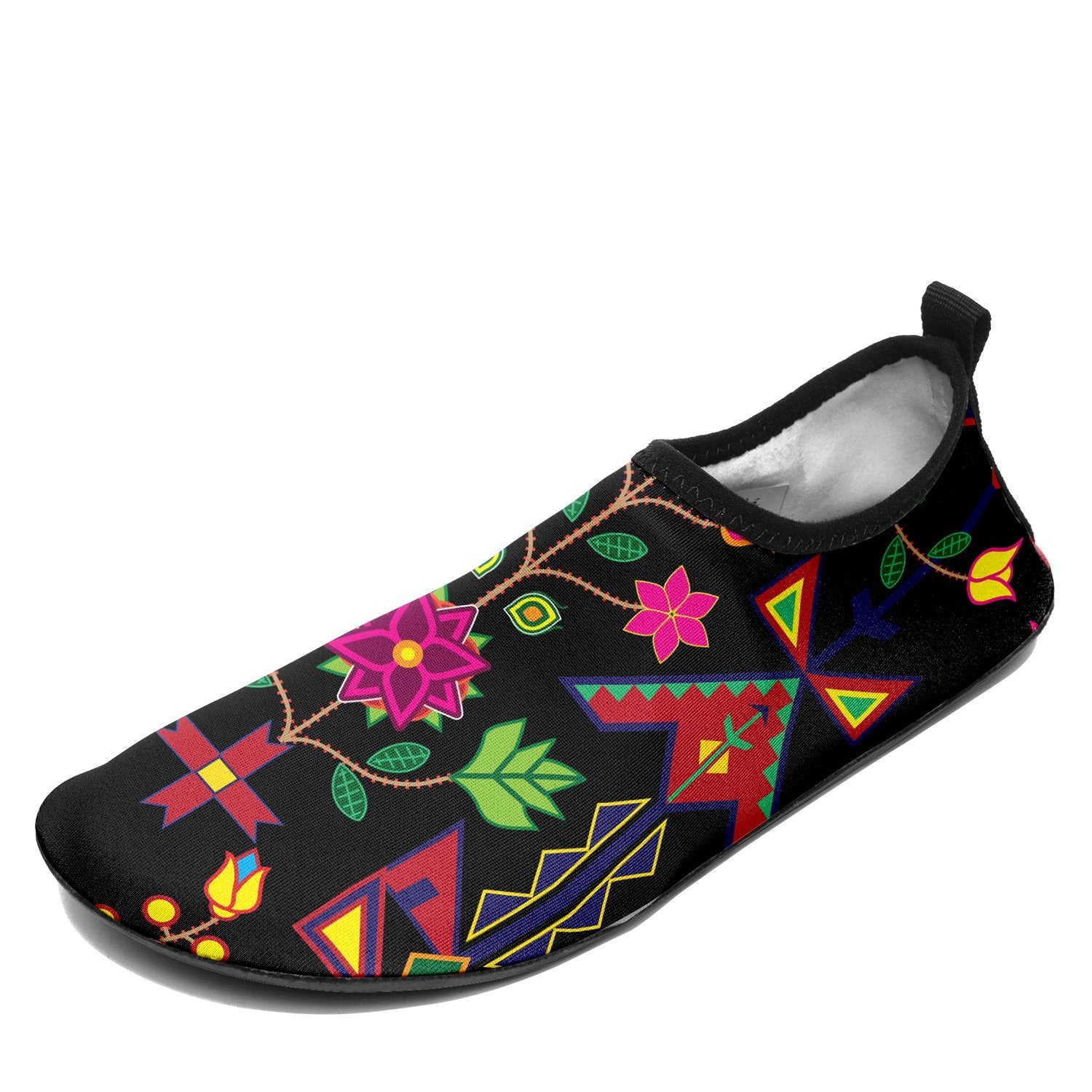 Geometric Floral Spring Black Sockamoccs Slip On Shoes Herman