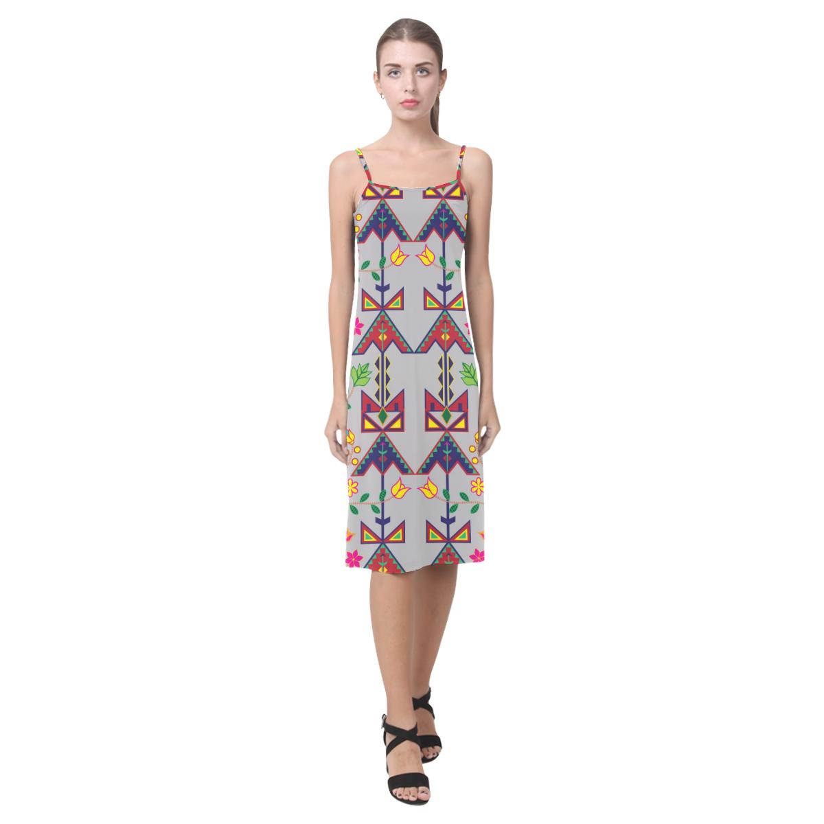 Geometric Floral Spring - Gray Alcestis Slip Dress (Model D05) Alcestis Slip Dress (D05) e-joyer