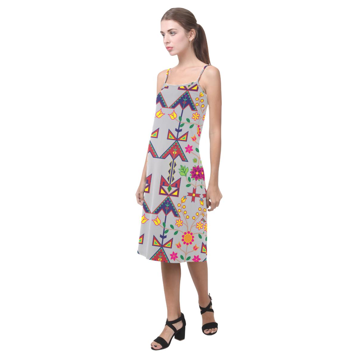Geometric Floral Spring - Gray Alcestis Slip Dress (Model D05) Alcestis Slip Dress (D05) e-joyer