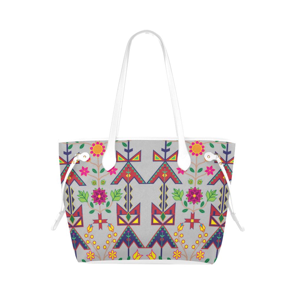 Geometric Floral Spring - Gray Clover Canvas Tote Bag (Model 1661) Clover Canvas Tote Bag (1661) e-joyer