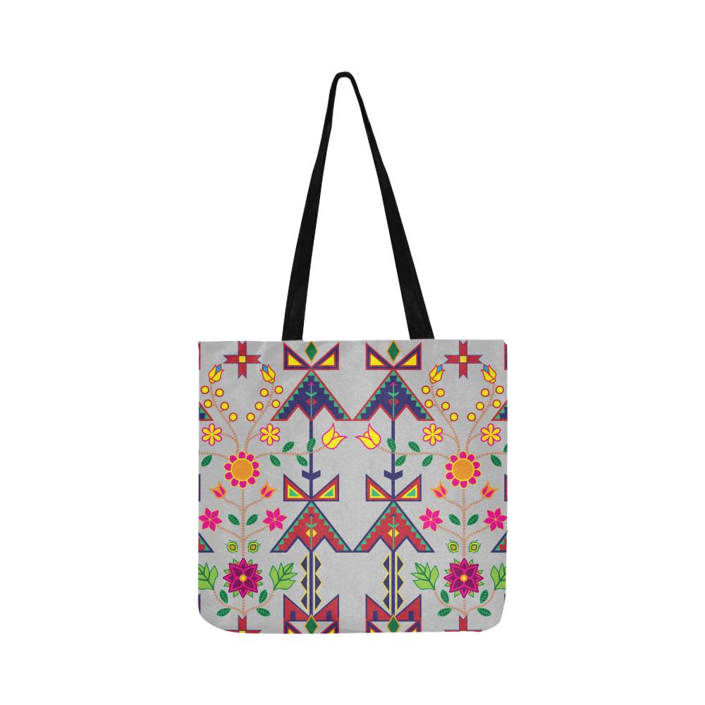 Geometric Floral Spring-Gray Reusable Shopping Bag Model 1660 (Two sides) Shopping Tote Bag (1660) e-joyer