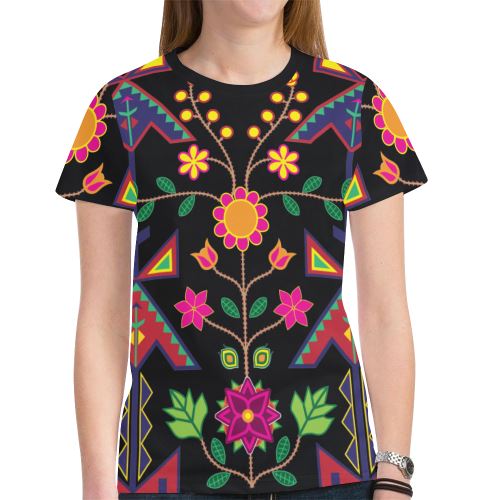 Geometric Floral Spring New All Over Print T-shirt for Women (Model T45) New All Over Print T-shirt for Women (T45) e-joyer