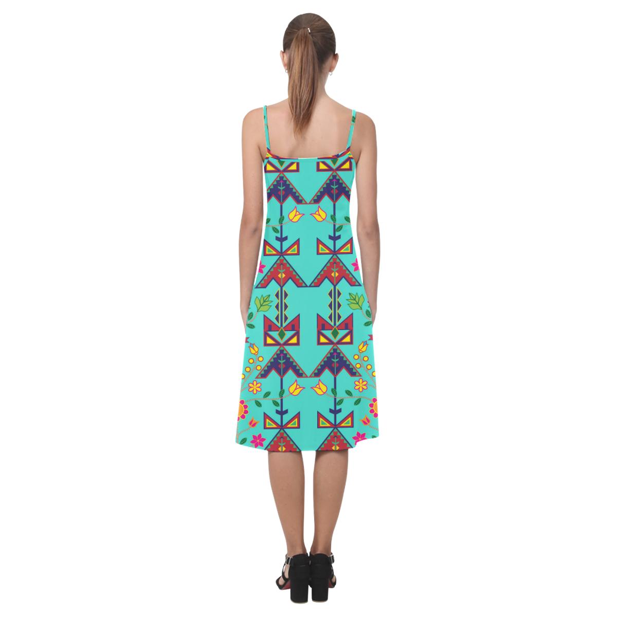 Geometric Floral Spring - Sky Alcestis Slip Dress (Model D05) Alcestis Slip Dress (D05) e-joyer