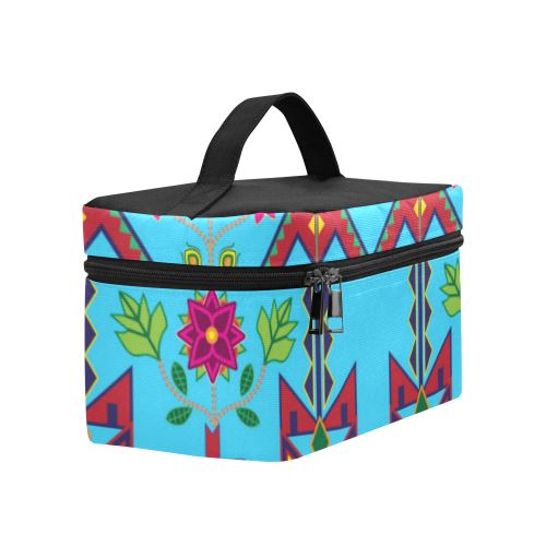 Geometric Floral Spring-Sky Blue Cosmetic Bag/Large (Model 1658) Cosmetic Bag e-joyer