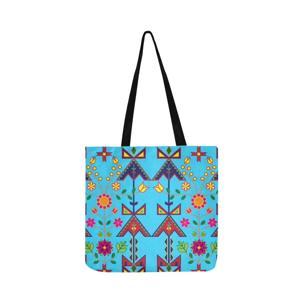 Geometric Floral Spring-Sky Blue Reusable Shopping Bag Model 1660 (Two sides) Shopping Tote Bag (1660) e-joyer