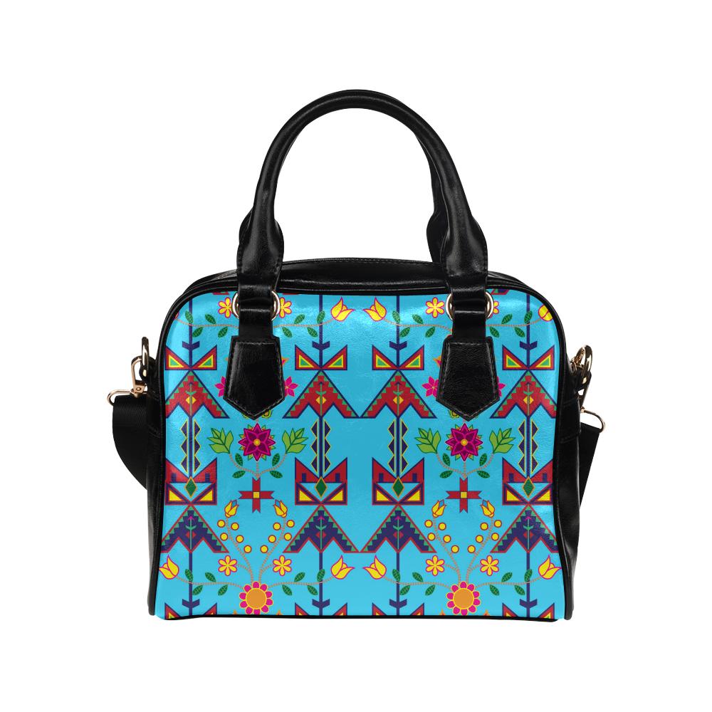 Geometric Floral Spring-SKy Blue Shoulder Handbag (Model 1634) Shoulder Handbags (1634) e-joyer