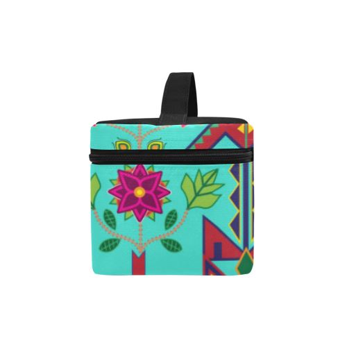 Geometric Floral Spring-Sky Cosmetic Bag/Large (Model 1658) Cosmetic Bag e-joyer