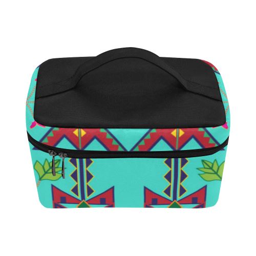 Geometric Floral Spring-Sky Cosmetic Bag/Large (Model 1658) Cosmetic Bag e-joyer