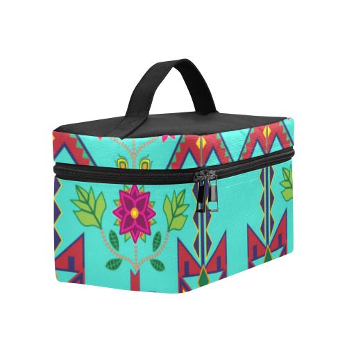 Geometric Floral Spring-Sky Cosmetic Bag/Large (Model 1658) Cosmetic Bag e-joyer