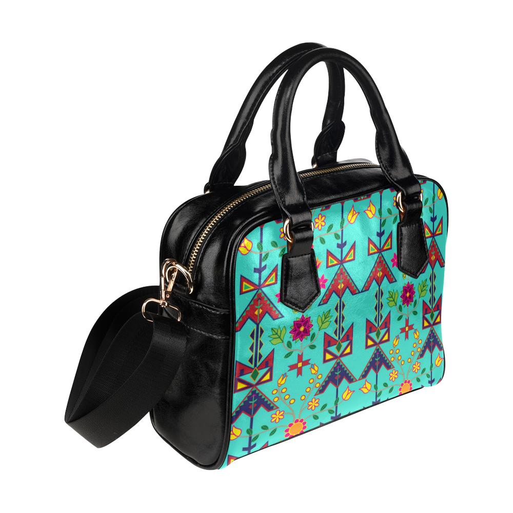 Geometric Floral Spring-Sky Shoulder Handbag (Model 1634) Shoulder Handbags (1634) e-joyer