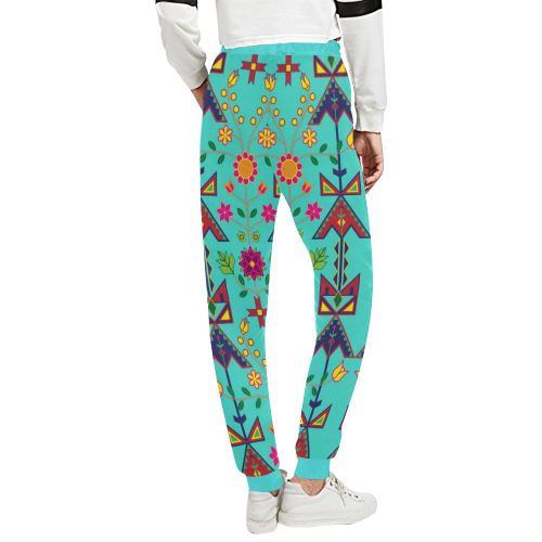 Geometric Floral Spring-Sky Women's All Over Print Sweatpants (Model L11) Women's All Over Print Sweatpants (L11) e-joyer