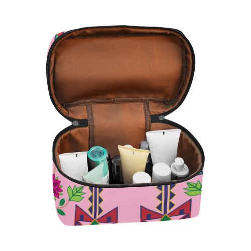 Geometric Floral Spring-Sunset Cosmetic Bag/Large (Model 1658) Cosmetic Bag e-joyer