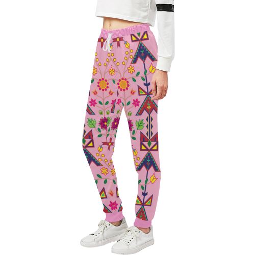 Geometric Floral Spring Sunset Women's All Over Print Sweatpants (Model L11) Women's All Over Print Sweatpants (L11) e-joyer
