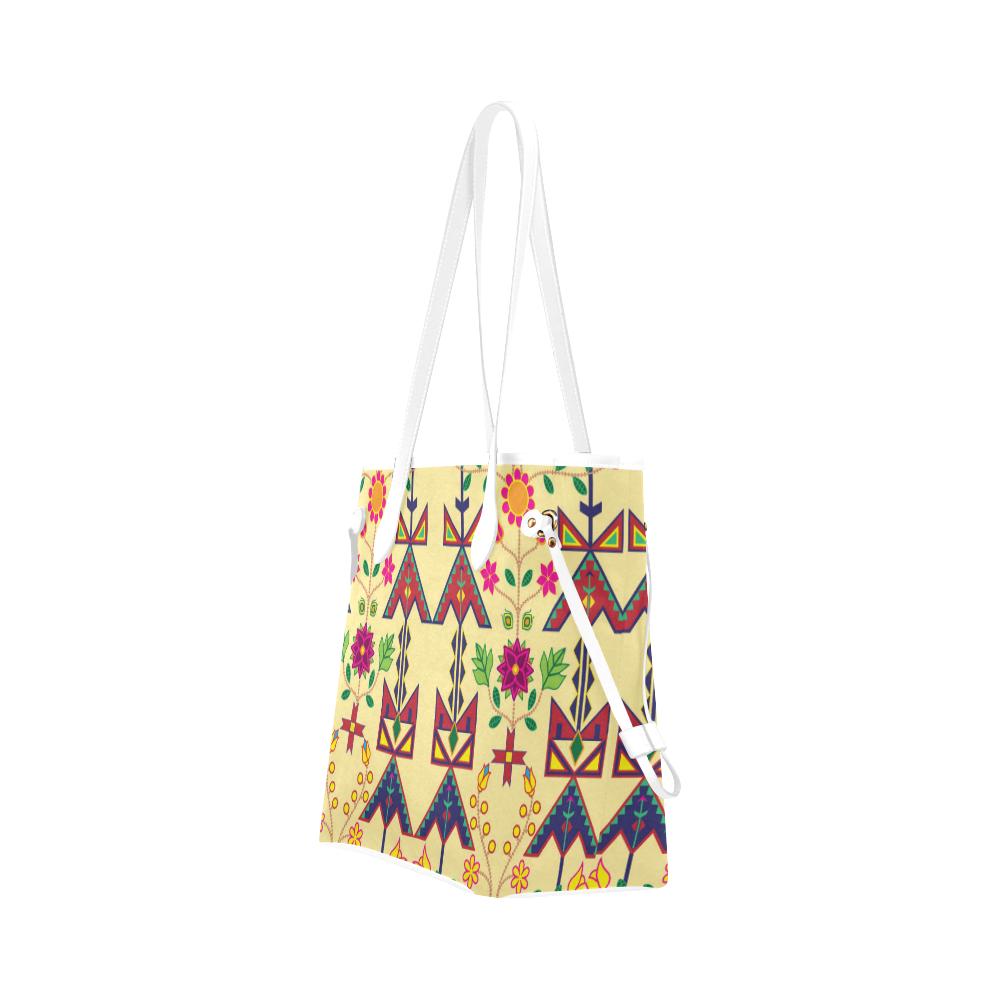 Geometric Floral Spring - Vanilla Clover Canvas Tote Bag (Model 1661) Clover Canvas Tote Bag (1661) e-joyer