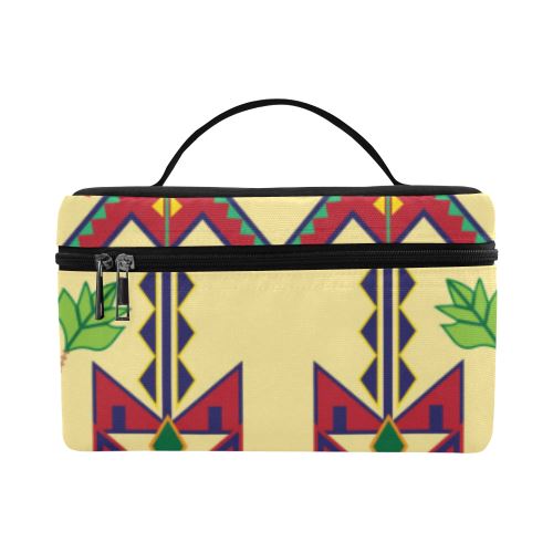 Geometric Floral Spring-Vanilla Cosmetic Bag/Large (Model 1658) Cosmetic Bag e-joyer