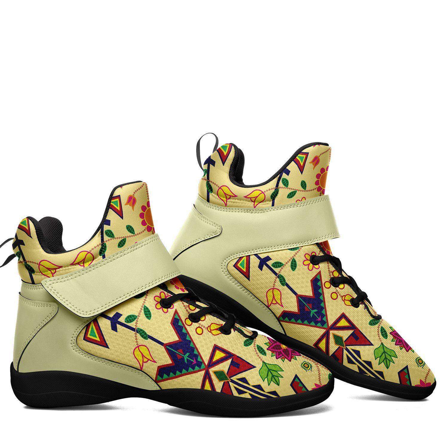 Geometric Floral Spring Vanilla Ipottaa Basketball / Sport High Top Shoes - Black Sole 49 Dzine