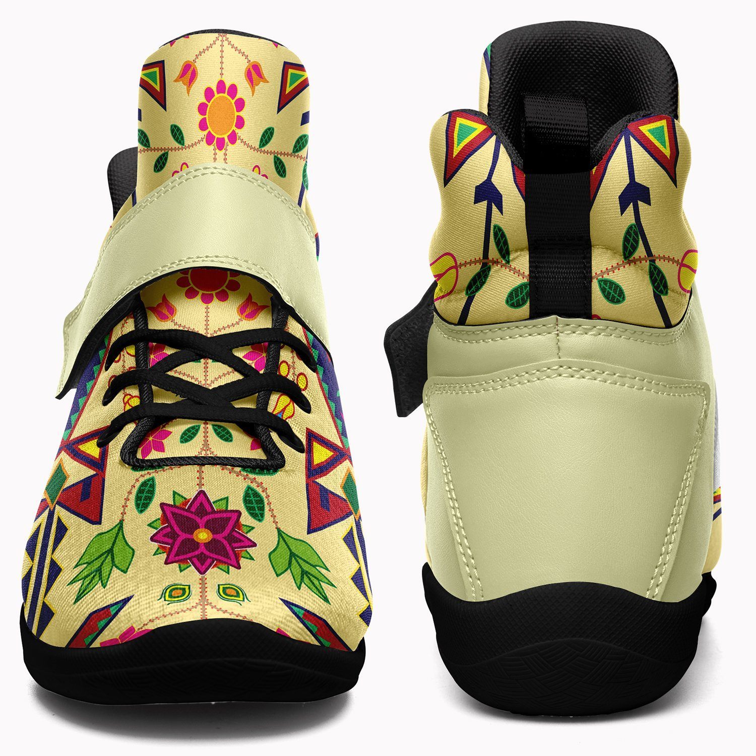 Geometric Floral Spring Vanilla Ipottaa Basketball / Sport High Top Shoes - Black Sole 49 Dzine