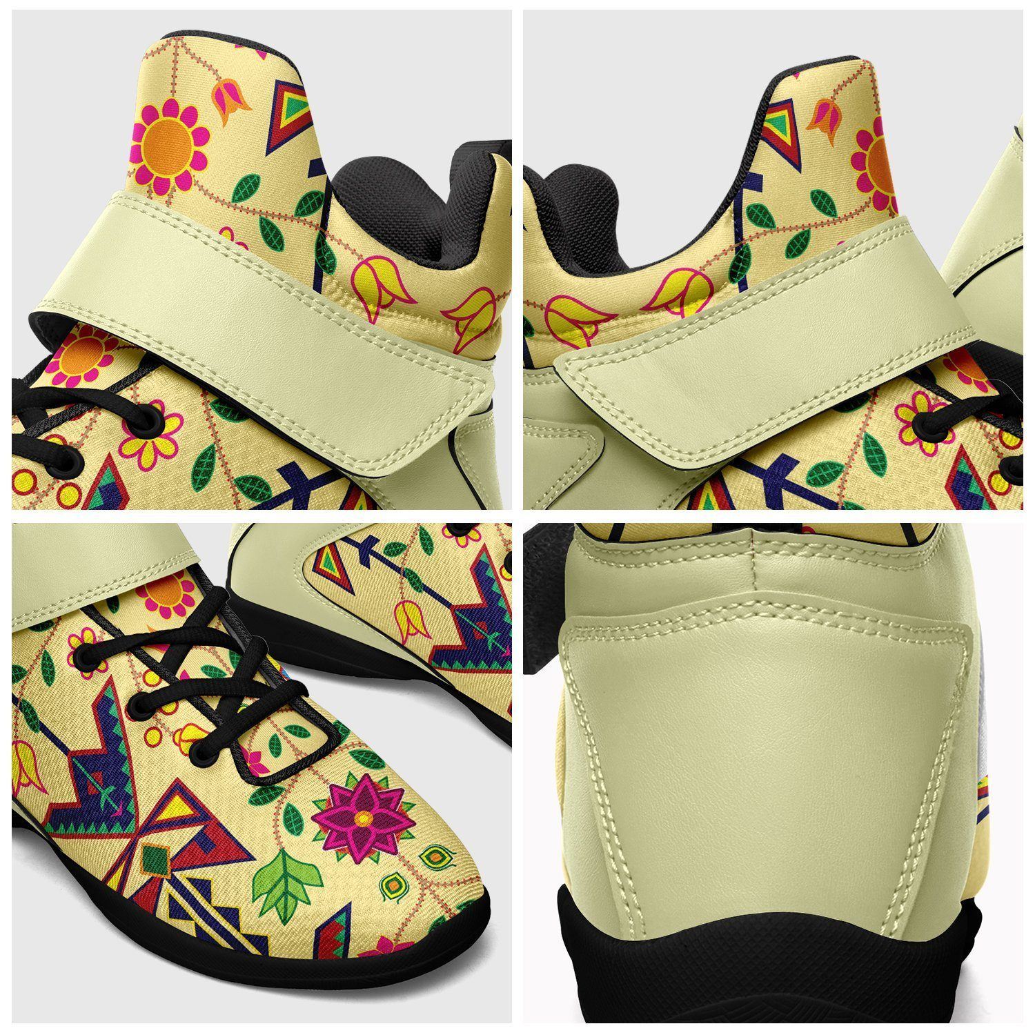 Geometric Floral Spring Vanilla Ipottaa Basketball / Sport High Top Shoes - Black Sole 49 Dzine