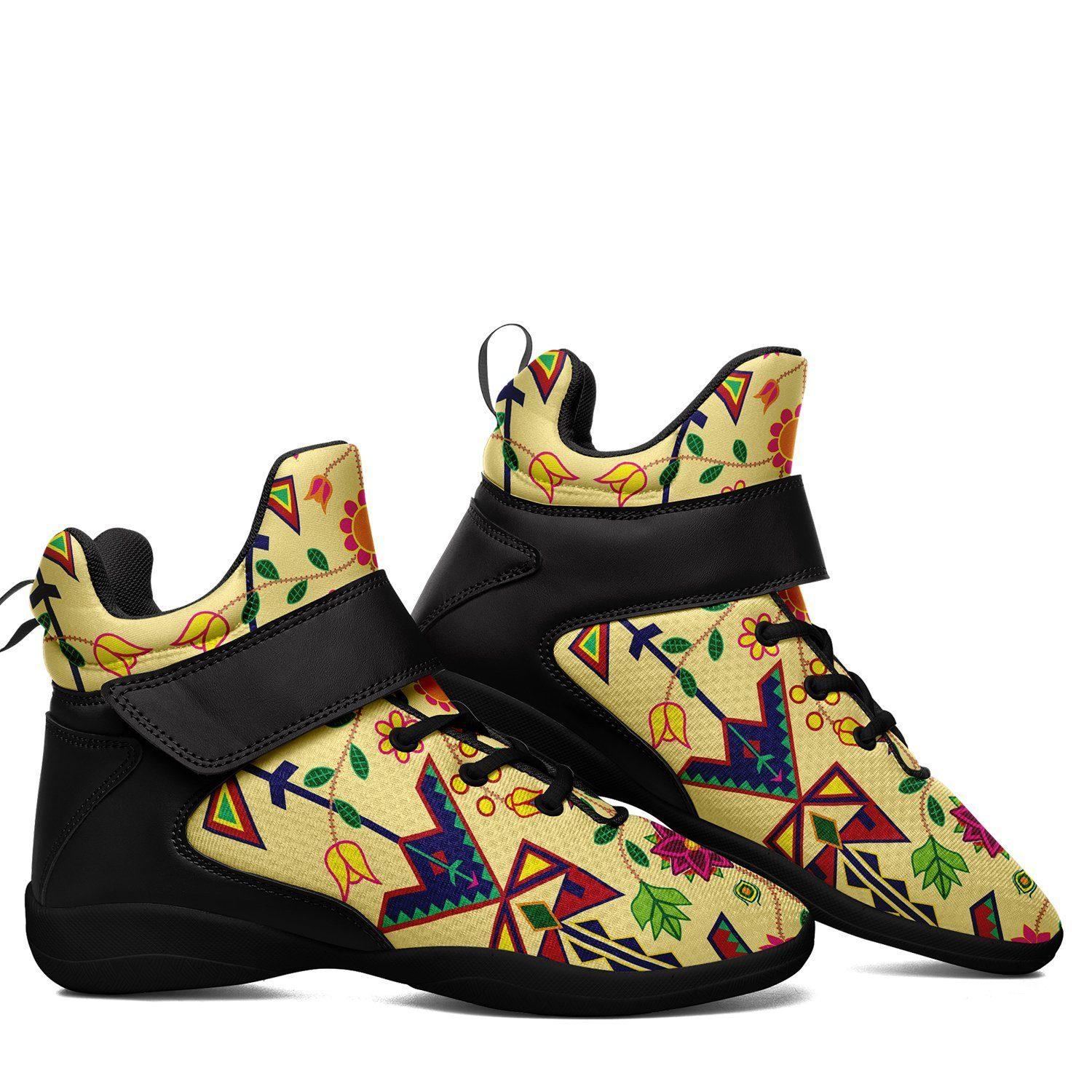 Geometric Floral Spring Vanilla Ipottaa Basketball / Sport High Top Shoes - Black Sole 49 Dzine