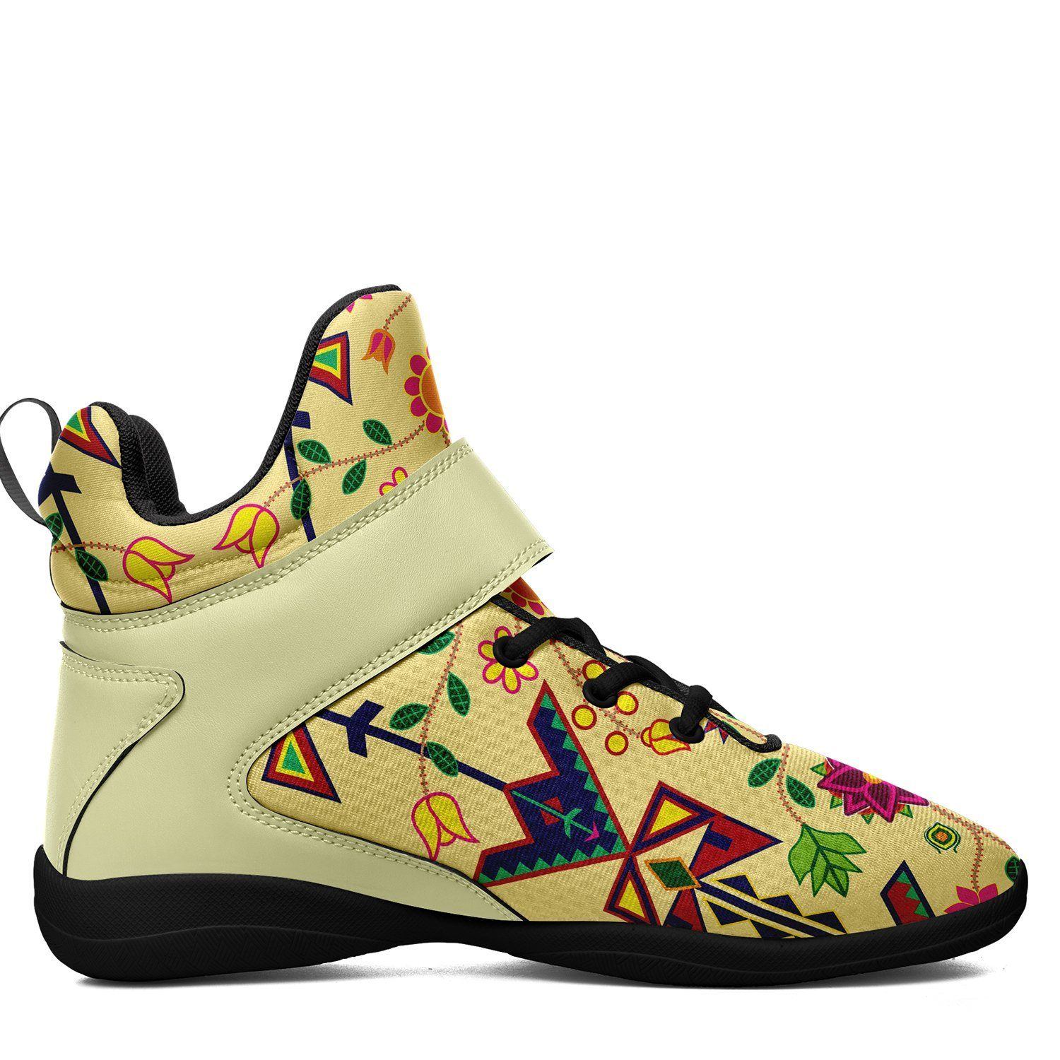 Geometric Floral Spring Vanilla Ipottaa Basketball / Sport High Top Shoes - Black Sole 49 Dzine