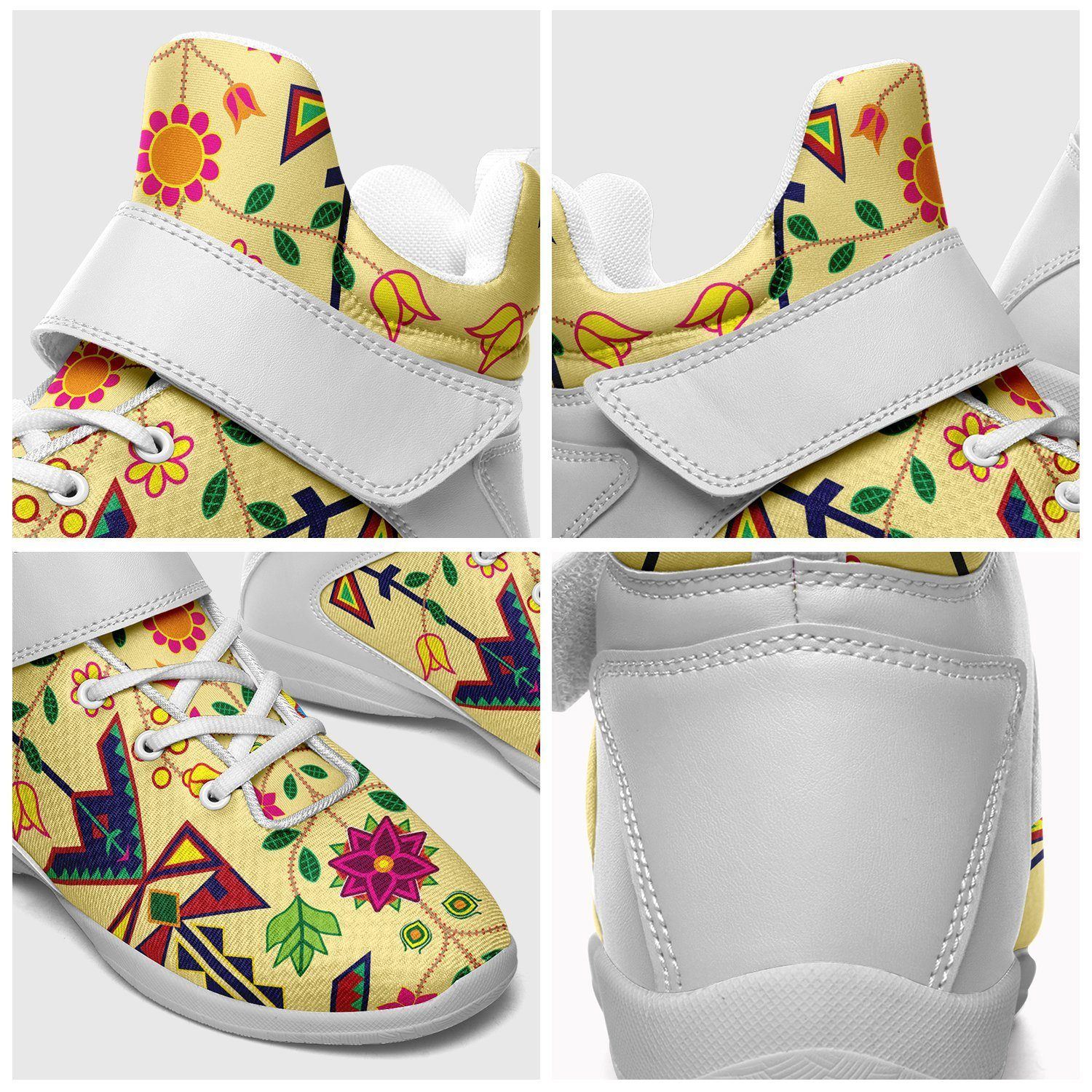 Geometric Floral Spring Vanilla Kid's Ipottaa Basketball / Sport High Top Shoes 49 Dzine