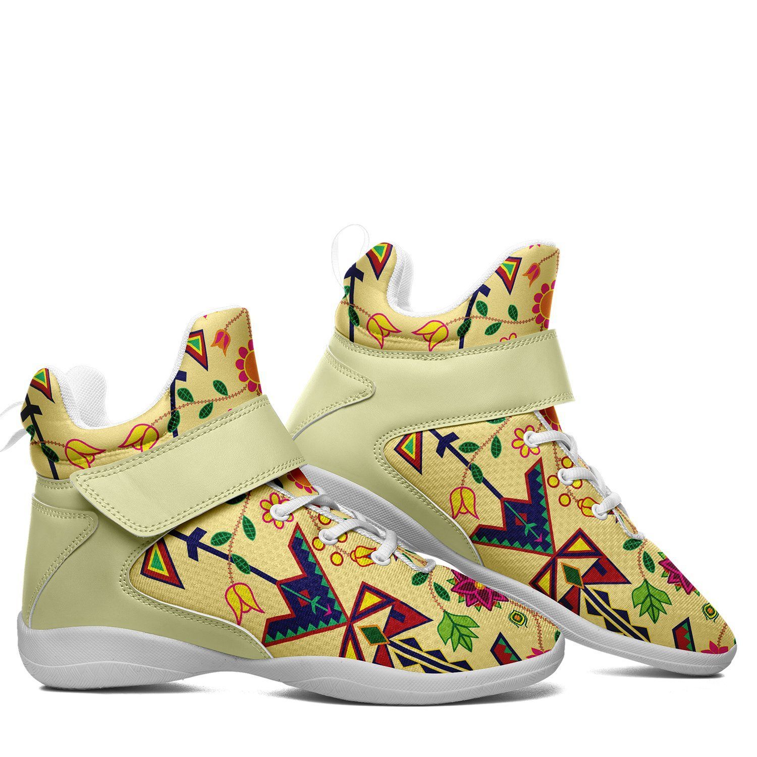 Geometric Floral Spring Vanilla Kid's Ipottaa Basketball / Sport High Top Shoes 49 Dzine